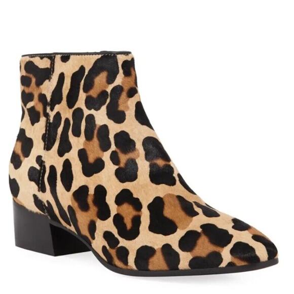 NEW Aquatalia Fuoco Suede Leopard Ankle Boots •7• Calf Hair